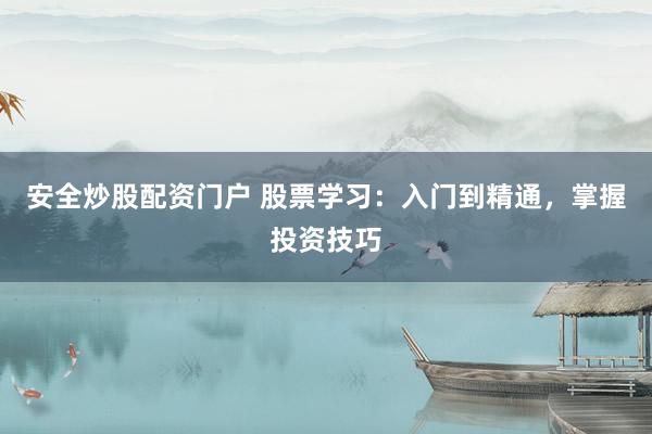 安全炒股配资门户 股票学习：入门到精通，掌握投资技巧