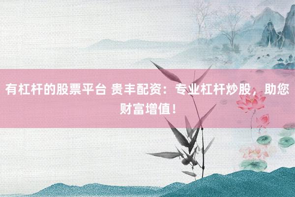 有杠杆的股票平台 贵丰配资：专业杠杆炒股，助您财富增值！