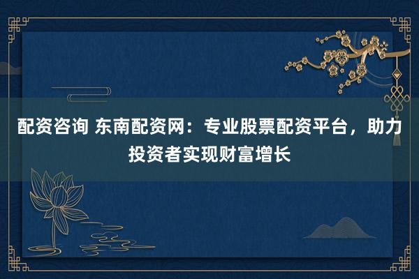 配资咨询 东南配资网：专业股票配资平台，助力投资者实现财富增长