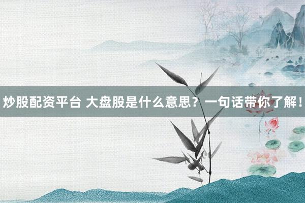炒股配资平台 大盘股是什么意思？一句话带你了解！