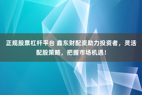 正规股票杠杆平台 鑫东财配资助力投资者，灵活配股策略，把握市场机遇！