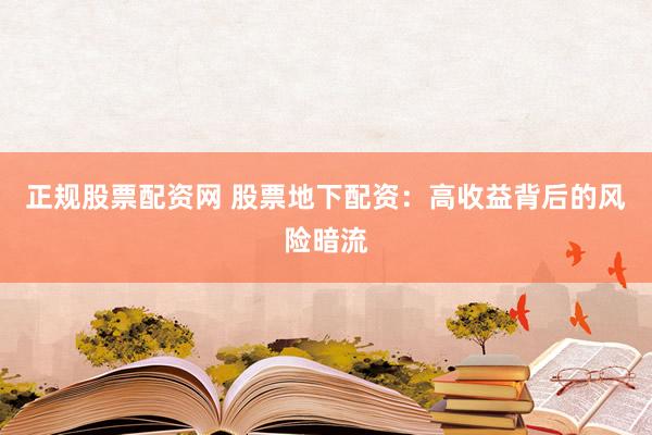 正规股票配资网 股票地下配资：高收益背后的风险暗流