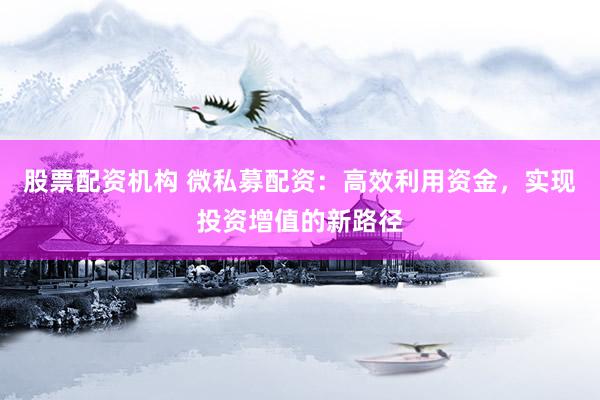 股票配资机构 微私募配资：高效利用资金，实现投资增值的新路径