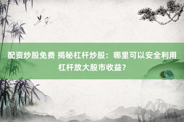 配资炒股免费 揭秘杠杆炒股：哪里可以安全利用杠杆放大股市收益？