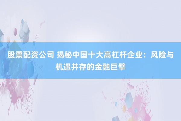 股票配资公司 揭秘中国十大高杠杆企业：风险与机遇并存的金融巨擘