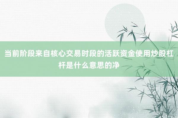 当前阶段来自核心交易时段的活跃资金使用炒股杠杆是什么意思的净
