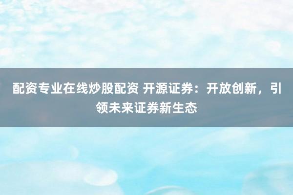 配资专业在线炒股配资 开源证券:开放创新,引领未来证券新生态