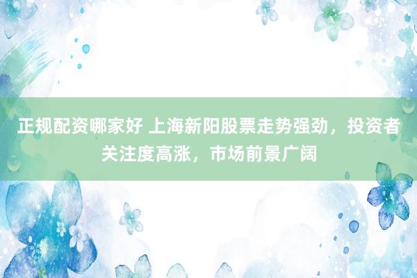正规配资哪家好 上海新阳股票走势强劲,投资者关注度高涨,市场前景广阔