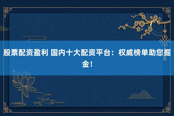 股票配资盈利 国内十大配资平台：权威榜单助您掘金！