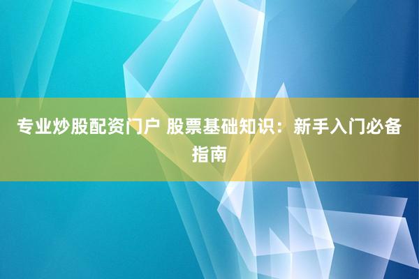专业炒股配资门户 股票基础知识：新手入门必备指南