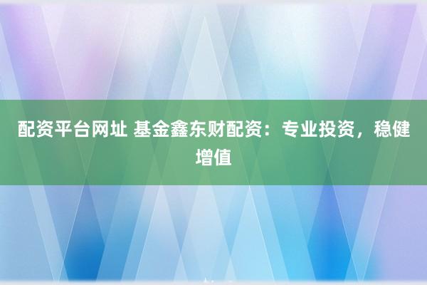 配资平台网址 基金鑫东财配资：专业投资，稳健增值
