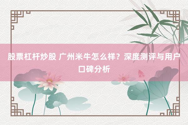 股票杠杆炒股 广州米牛怎么样？深度测评与用户口碑分析